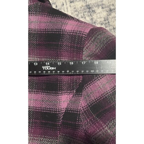 Chadwicks Wool Pea Coat Women Sz 16 Purple Plaid Double Breasted Button Front - Picture 8 of 12
